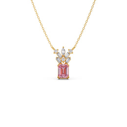 Pink Radiant-Cut Diamond Pendant Necklace – Elegant Statement Jewelry in Gold | JewelVerra