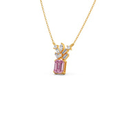 Pink Radiant-Cut Diamond Pendant Necklace – Elegant Statement Jewelry in Gold | JewelVerra