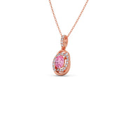 Pink Oval Gemstone Pendant with Diamond Halo – Elegant Gold Necklace | JewelVerra