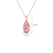 Pink Oval Gemstone Pendant with Diamond Halo – Elegant Gold Necklace | JewelVerra