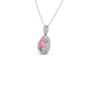 Pink Oval Gemstone Pendant with Diamond Halo – Elegant Gold Necklace | JewelVerra