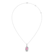 Pink Oval Gemstone Pendant with Diamond Halo – Elegant Gold Necklace | JewelVerra