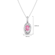 Pink Oval Gemstone Pendant with Diamond Halo – Elegant Gold Necklace | JewelVerra