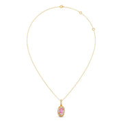Pink Oval Gemstone Pendant with Diamond Halo – Elegant Gold Necklace | JewelVerra