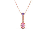 Pink & Purple Gemstone Pendant with Diamond Drops – Colorful Gold Necklace | JewelVerra