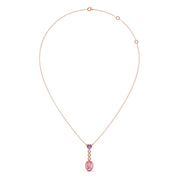 Pink & Purple Gemstone Pendant with Diamond Drops – Colorful Gold Necklace | JewelVerra