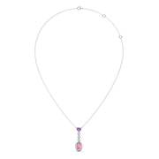 Pink & Purple Gemstone Pendant with Diamond Drops – Colorful Gold Necklace | JewelVerra