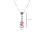 Pink & Purple Gemstone Pendant with Diamond Drops – Colorful Gold Necklace | JewelVerra