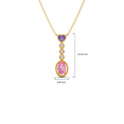 Pink & Purple Gemstone Pendant with Diamond Drops – Colorful Gold Necklace | JewelVerra