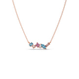 Multi-Shaped Gemstone Necklace in Yellow Gold – Pink & Blue Stone Pendant | JewelVerra