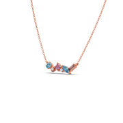 Multi-Shaped Gemstone Necklace in Yellow Gold – Pink & Blue Stone Pendant | JewelVerra