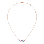 Multi-Shaped Gemstone Necklace in Yellow Gold – Pink & Blue Stone Pendant | JewelVerra