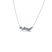 Multi-Shaped Gemstone Necklace in Yellow Gold – Pink & Blue Stone Pendant | JewelVerra