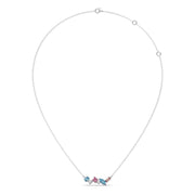 Multi-Shaped Gemstone Necklace in Yellow Gold – Pink & Blue Stone Pendant | JewelVerra