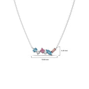 Multi-Shaped Gemstone Necklace in Yellow Gold – Pink & Blue Stone Pendant | JewelVerra