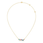 Multi-Shaped Gemstone Necklace in Yellow Gold – Pink & Blue Stone Pendant | JewelVerra