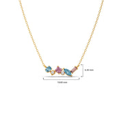 Multi-Shaped Gemstone Necklace in Yellow Gold – Pink & Blue Stone Pendant | JewelVerra