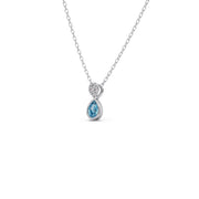 Blue Teardrop Pendant Necklace – Elegant Gemstone & Diamond Gold Jewelry for Women | JewelVerra