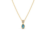 Blue Teardrop Pendant Necklace – Elegant Gemstone & Diamond Gold Jewelry for Women | JewelVerra