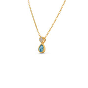 Blue Teardrop Pendant Necklace – Elegant Gemstone & Diamond Gold Jewelry for Women | JewelVerra