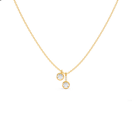 Double Round Diamond Drop Pendant Necklace in Yellow Gold – Modern Sparkle | JewelVerra