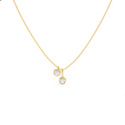 Double Round Diamond Drop Pendant Necklace in Yellow Gold – Modern Sparkle | JewelVerra