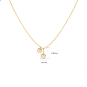 Double Round Diamond Drop Pendant Necklace in Yellow Gold – Modern Sparkle | JewelVerra