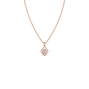 Pear Shape Halo Pendant Necklace with Oval-Cut Diamond – Elegant Diamond Necklace in Yellow, Rose & White Gold | JewelVerra
