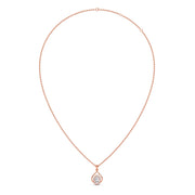 Pear Shape Halo Pendant Necklace with Oval-Cut Diamond – Elegant Diamond Necklace in Yellow, Rose & White Gold | JewelVerra