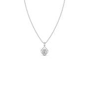 Pear Shape Halo Pendant Necklace with Oval-Cut Diamond – Elegant Diamond Necklace in Yellow, Rose & White Gold | JewelVerra