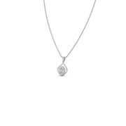 Pear Shape Halo Pendant Necklace with Oval-Cut Diamond – Elegant Diamond Necklace in Yellow, Rose & White Gold | JewelVerra
