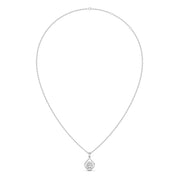 Pear Shape Halo Pendant Necklace with Oval-Cut Diamond – Elegant Diamond Necklace in Yellow, Rose & White Gold | JewelVerra