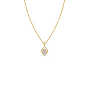 Pear Shape Halo Pendant Necklace with Oval-Cut Diamond – Elegant Diamond Necklace in Yellow, Rose & White Gold | JewelVerra