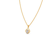 Pear Shape Halo Pendant Necklace with Oval-Cut Diamond – Elegant Diamond Necklace in Yellow, Rose & White Gold | JewelVerra