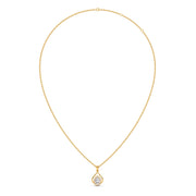Pear Shape Halo Pendant Necklace with Oval-Cut Diamond – Elegant Diamond Necklace in Yellow, Rose & White Gold | JewelVerra