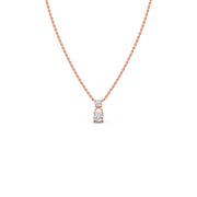 Two Stone Solitaire Pendant Necklace – Dainty Diamond Charm in Yellow White Silver Gold | JewelVerra