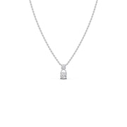 Two Stone Solitaire Pendant Necklace – Dainty Diamond Charm in Yellow White Silver Gold | JewelVerra