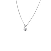 Two Stone Solitaire Pendant Necklace – Dainty Diamond Charm in Yellow White Silver Gold | JewelVerra