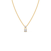 Two Stone Solitaire Pendant Necklace – Dainty Diamond Charm in Yellow White Silver Gold | JewelVerra