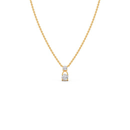 Two Stone Solitaire Pendant Necklace – Dainty Diamond Charm in Yellow White Silver Gold | JewelVerra