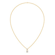 Two Stone Solitaire Pendant Necklace – Dainty Diamond Charm in Yellow White Silver Gold | JewelVerra