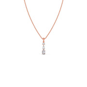 Vertical Three-Stone Diamond Pendant Necklace – Classic Gold Necklace for Women | JewelVerra
