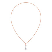 Vertical Three-Stone Diamond Pendant Necklace – Classic Gold Necklace for Women | JewelVerra