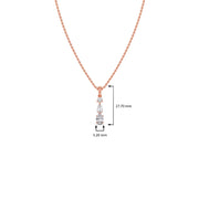 Vertical Three-Stone Diamond Pendant Necklace – Classic Gold Necklace for Women | JewelVerra