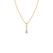 Vertical Three-Stone Diamond Pendant Necklace – Classic Gold Necklace for Women | JewelVerra