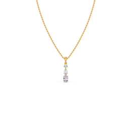 Vertical Three-Stone Diamond Pendant Necklace – Classic Gold Necklace for Women | JewelVerra