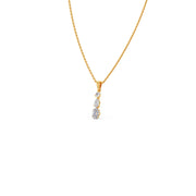 Vertical Three-Stone Diamond Pendant Necklace – Classic Gold Necklace for Women | JewelVerra