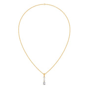 Vertical Three-Stone Diamond Pendant Necklace – Classic Gold Necklace for Women | JewelVerra