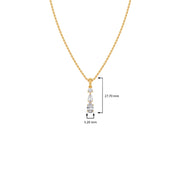 Vertical Three-Stone Diamond Pendant Necklace – Classic Gold Necklace for Women | JewelVerra