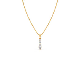 Marquise & Round Diamond Pendant Necklace in Yellow Gold | Elegant Drop Design – JewelVerra
